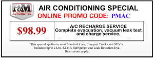 Salem Oregon AC Air Conditioning Recharge Special Coupon PM Automotive